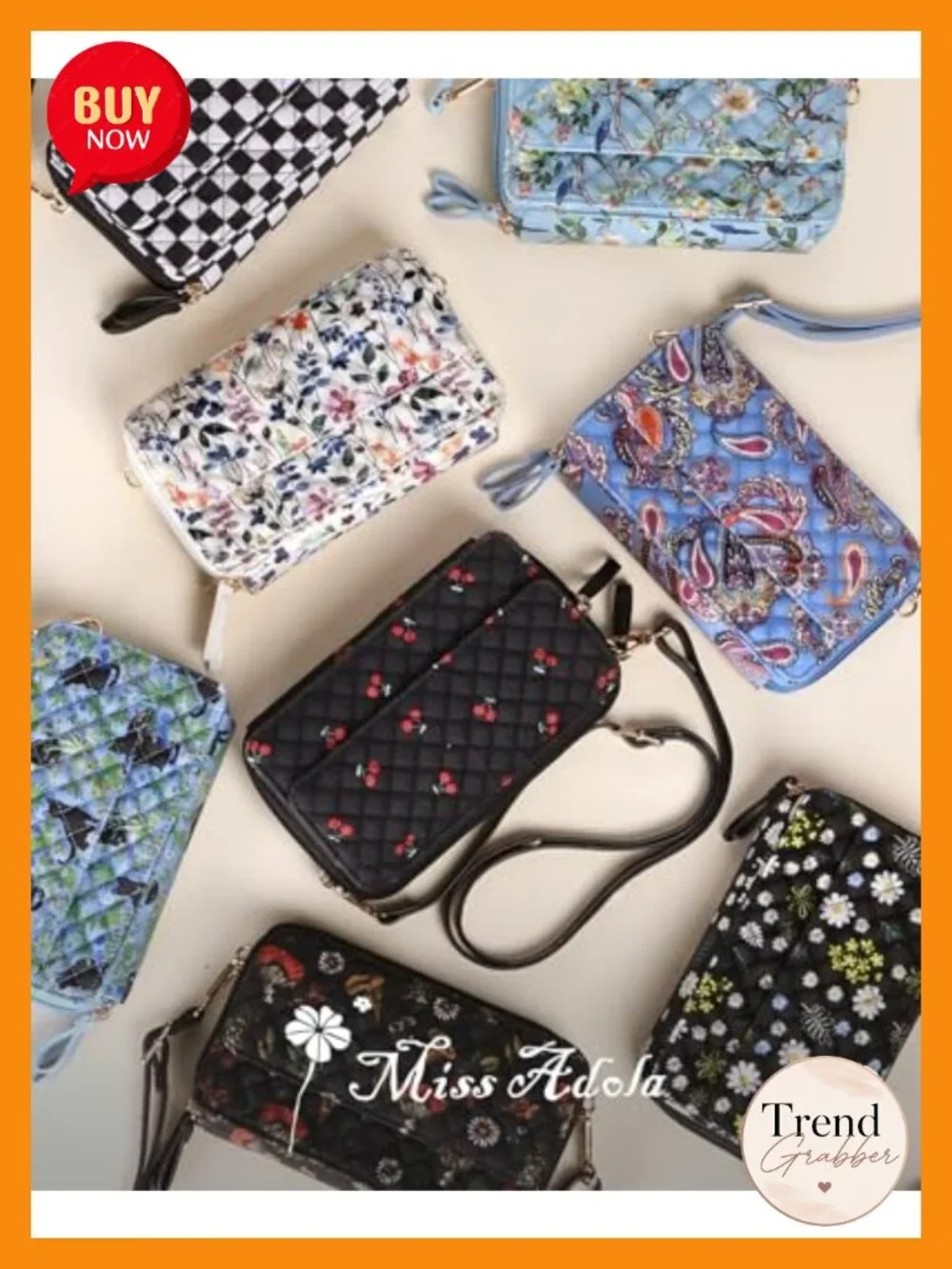 Cotton Quilted Crossbody Bag with RFID Blocking, Wallet Purse Cell Phone Pocket